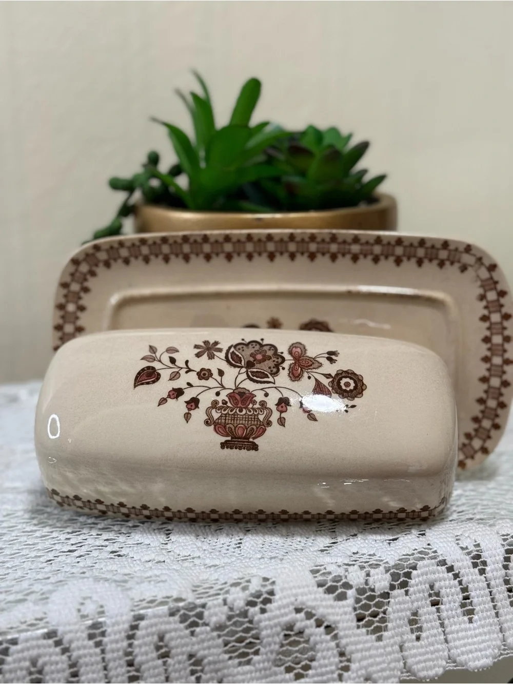 Jamestown Johnson Bros Old Granite Staffordshire Ironstone Butter Dish England